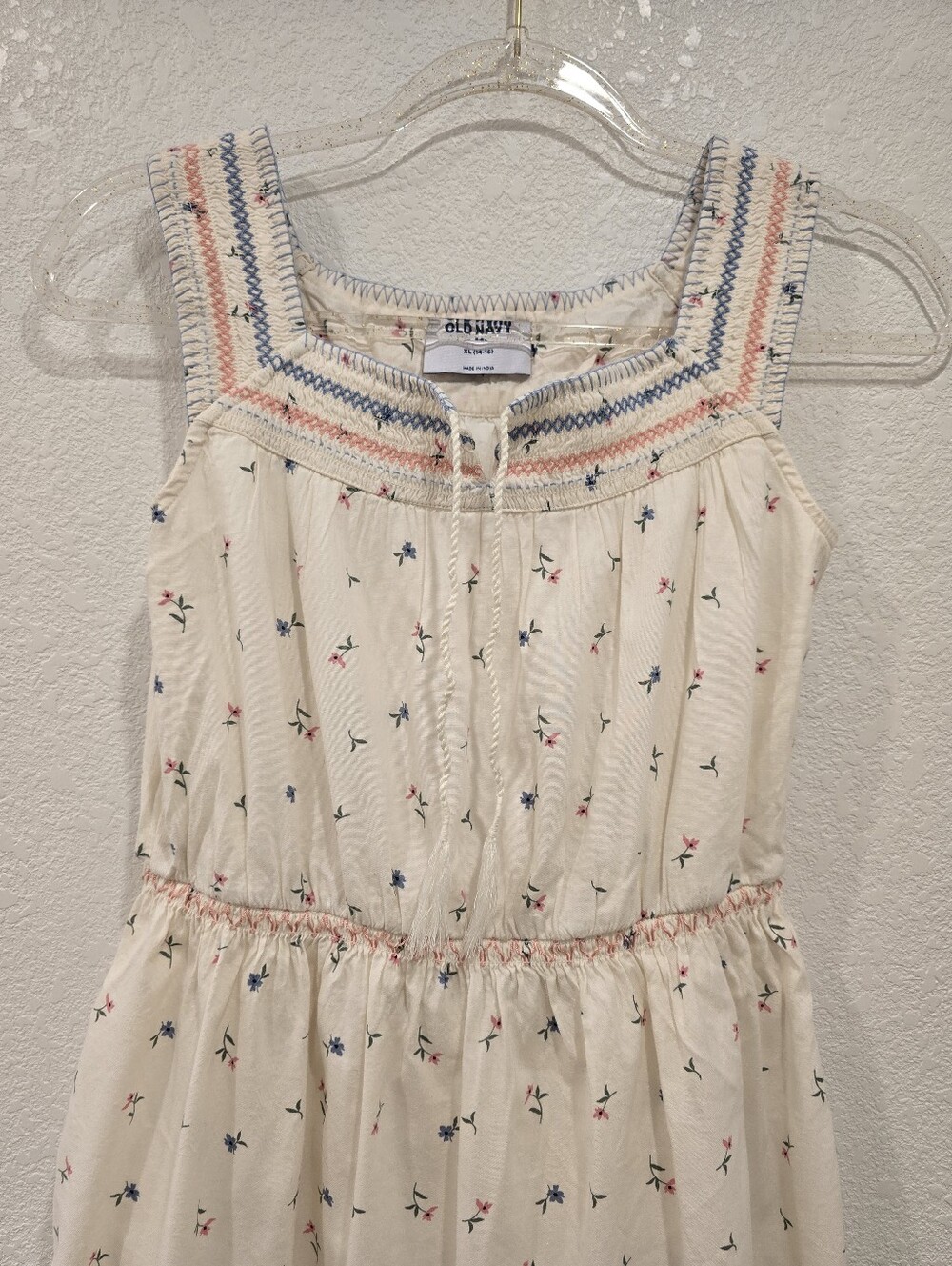 Old Navy cinched-waist dress ditsy floral embroidered Square Neckline XL 14-16 - Picture 3 of 6